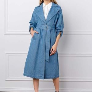 NWT J.ing Nadine Blue Denim Jean Trench Coat